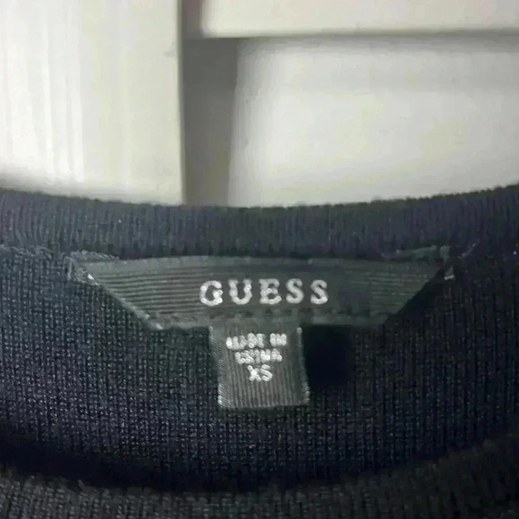 Guess Long Sleeve Mesh Neck Bodycon Dress Size XS Black - Picture 2 of 10